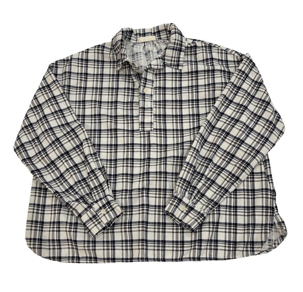 CP Shades Fine Corduroy Shirt Womens Size M Blue & White Plaid Popover Relaxed